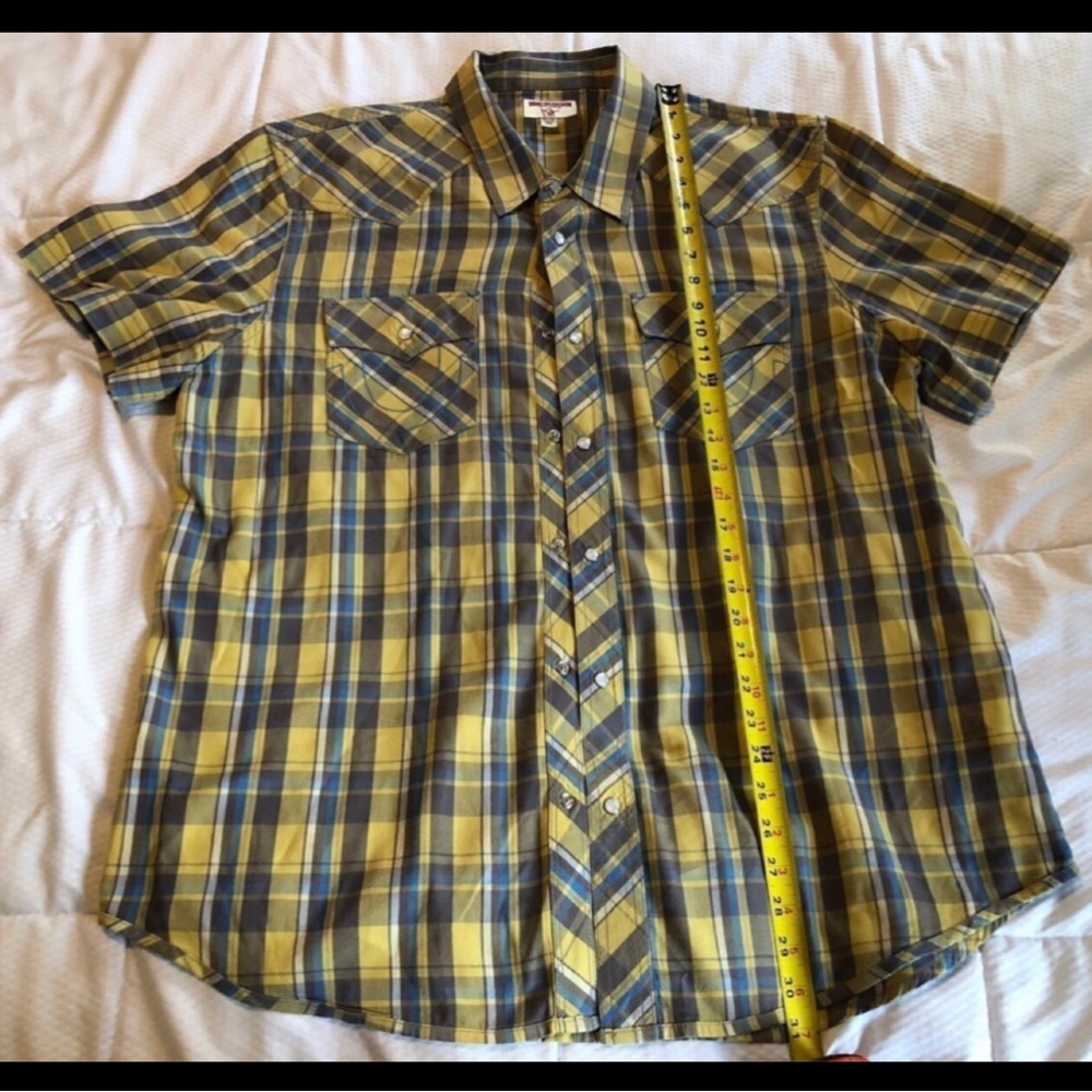 Vintage True Religion Multicolor Check Short Sleeve Western Shirt Men size‎ 2XL